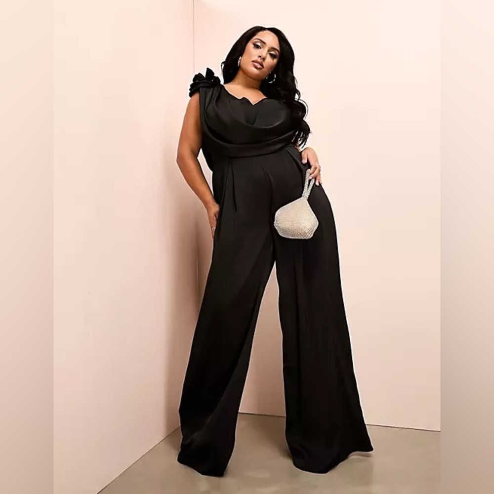 🐦‍⬛NWT - Satin wide leg jumpsuit in black